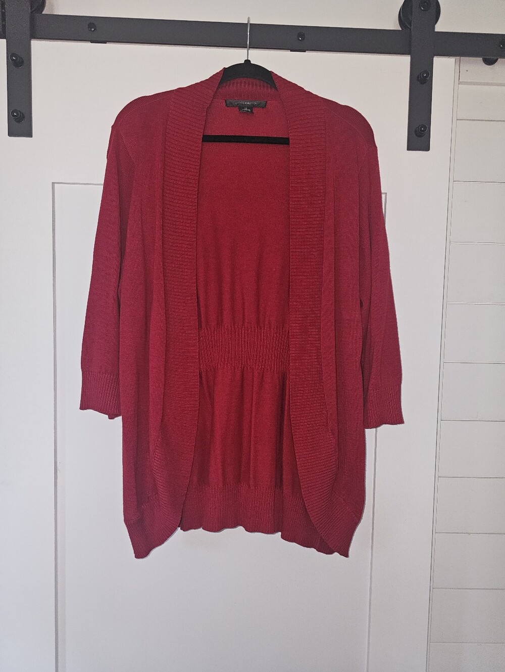 Women's Open-Front Red Cardigan Sweater